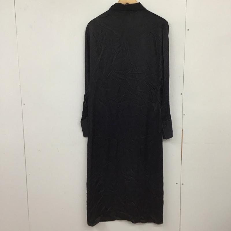 ザラ ZARA ワンピース ロングスカート 長袖シャツロングワンピース 前開 フロントボタン L 無地 黒 / ブラック / black レディース USED 古着 中古 10151842