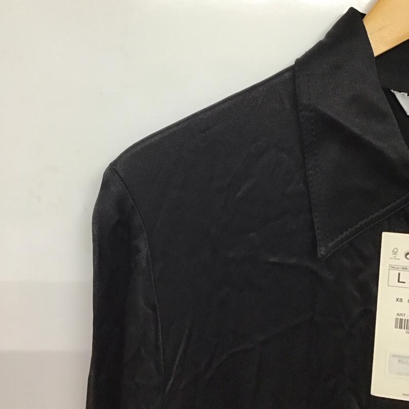 ザラ ZARA ワンピース ロングスカート 長袖シャツロングワンピース 前開 フロントボタン L 無地 黒 / ブラック / black レディース USED 古着 中古 10151842