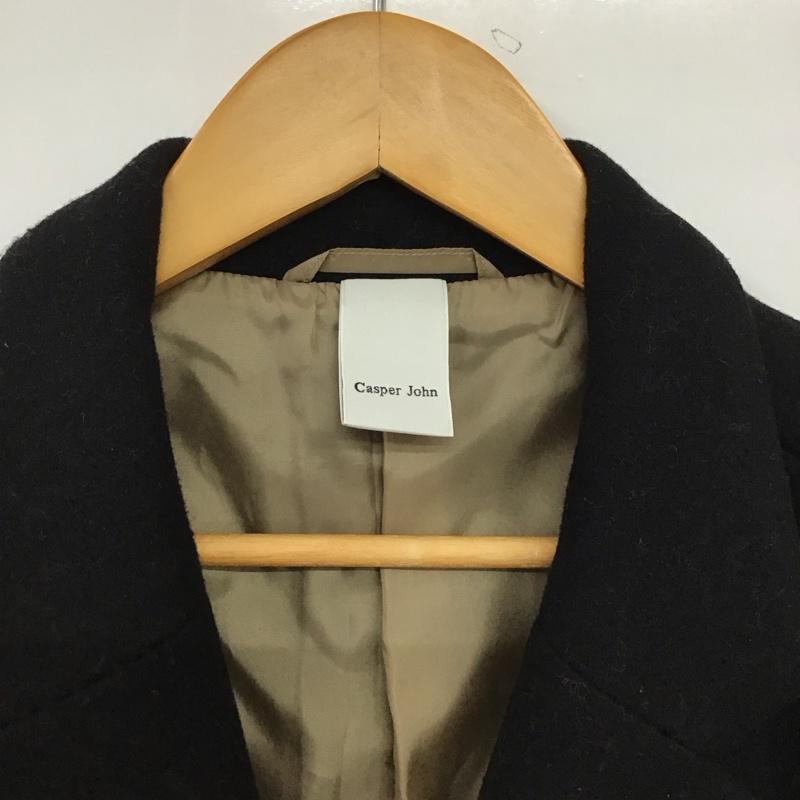 キャスパージョン CASPER JOHN コート コート一般 ロングコート カラージャケット アウター M 無地 黒 / ブラック / black メンズ USED 古着 中古 10151864