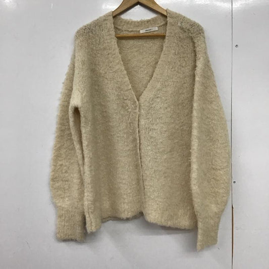 ディスコート Discoat カーディガン 長袖 長袖ニットカーディガン 前ボタン ノーカラー M 無地 アイボリー / アイボリー / レディース USED 古着 中古 10151873