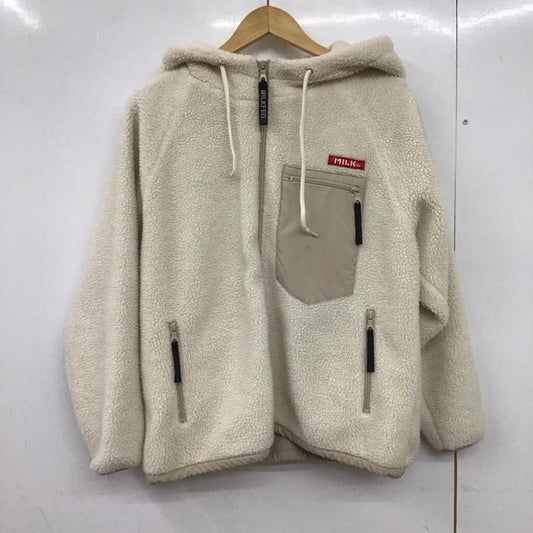 ミルクフェド MILKFED. ジャケット、上着 ジャンパー、ブルゾン ジップアップボアジャケット アウター パーカー S ロゴ、文字 アイボリー / アイボリー / レディース USED 古着 中古 10151874
