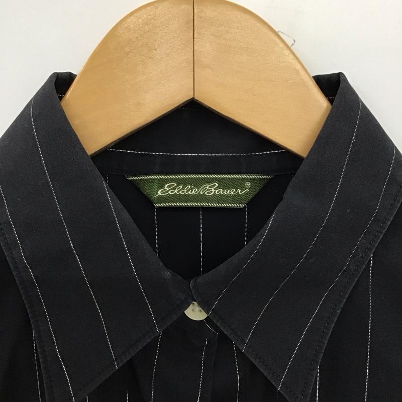 エディーバウアー Eddie Bauer シャツ、ブラウス 長袖 長袖シャツ ストライプシャツ カラーシャツ ストライプ 黒 / ブラック / black レディース USED 古着 中古 10151881