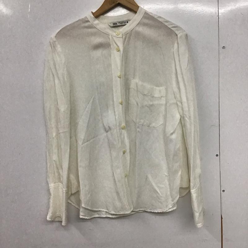 ザラ ZARA シャツ、ブラウス 長袖 長袖シャツ 無地シャツ ノーカラーシャツ M 無地 白 / ホワイト / white レディース USED 古着 中古 10151885
