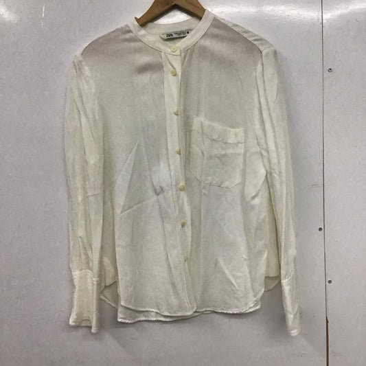 ザラ ZARA シャツ、ブラウス 長袖 長袖シャツ 無地シャツ ノーカラーシャツ M 無地 白 / ホワイト / white レディース USED 古着 中古 10151885