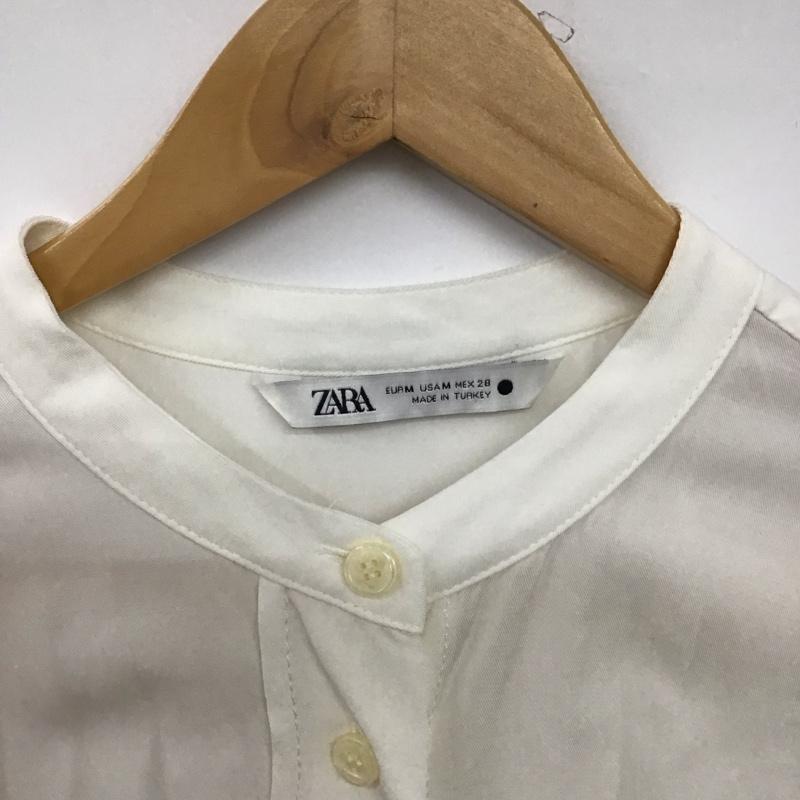 ザラ ZARA シャツ、ブラウス 長袖 長袖シャツ 無地シャツ ノーカラーシャツ M 無地 白 / ホワイト / white レディース USED 古着 中古 10151885