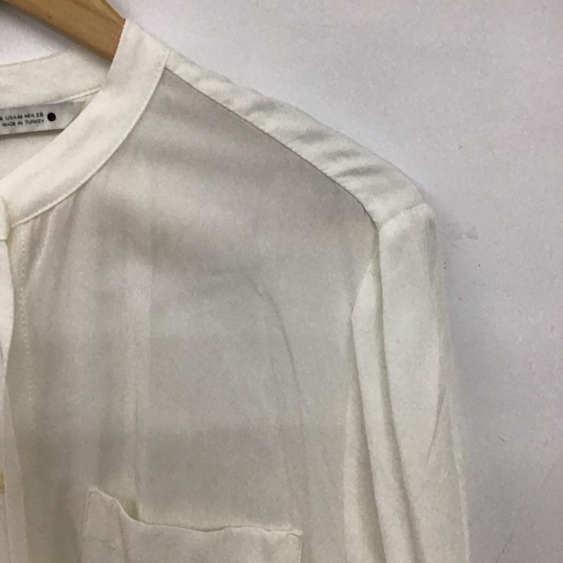 ザラ ZARA シャツ、ブラウス 長袖 長袖シャツ 無地シャツ ノーカラーシャツ M 無地 白 / ホワイト / white レディース USED 古着 中古 10151885