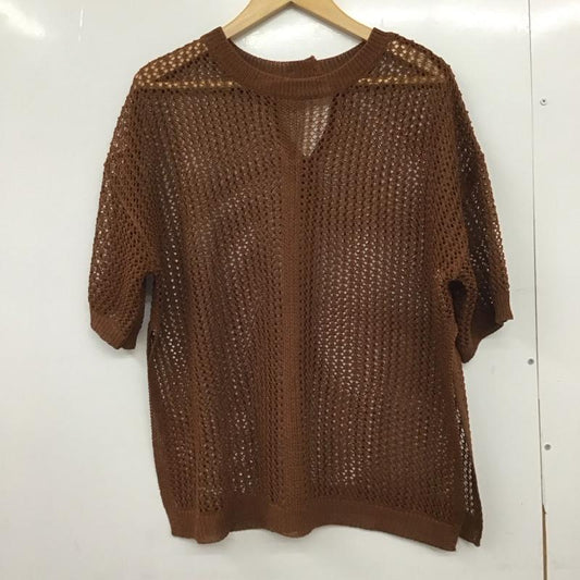 ローリーズファーム LOWRYS FARM カットソー 半袖 半袖カットソー 編み上げニットカットソー FREE 無地 茶 / ブラウン / brown レディース USED 古着 中古 10151887