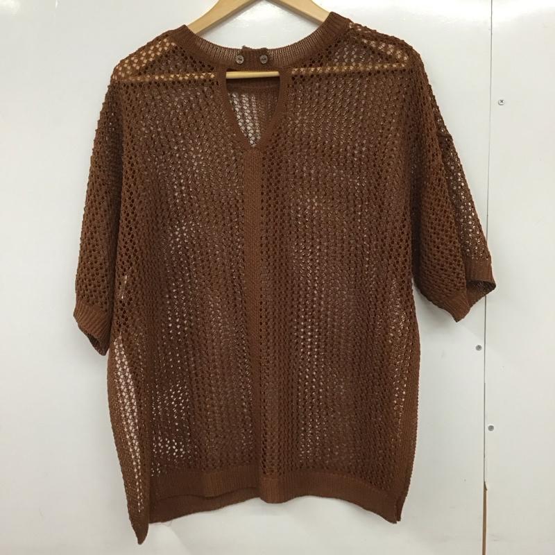 ローリーズファーム LOWRYS FARM カットソー 半袖 半袖カットソー 編み上げニットカットソー FREE 無地 茶 / ブラウン / brown レディース USED 古着 中古 10151887