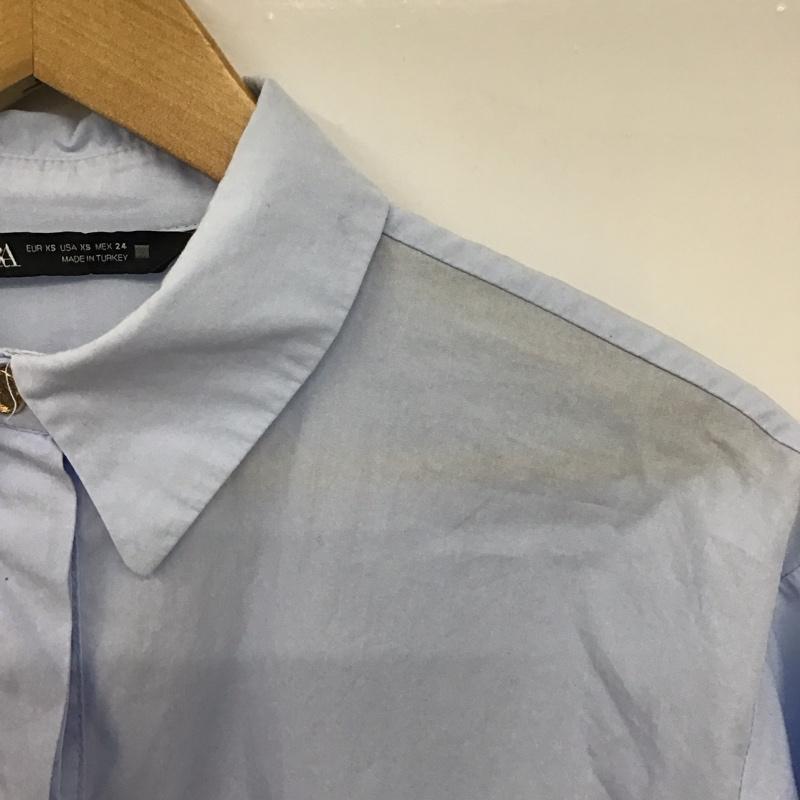 ザラ ZARA シャツ、ブラウス 長袖 長袖シャツ 無地シャツ カラーシャツ XS 無地 水色 / ライトブルー / レディース USED 古着 中古 10151888