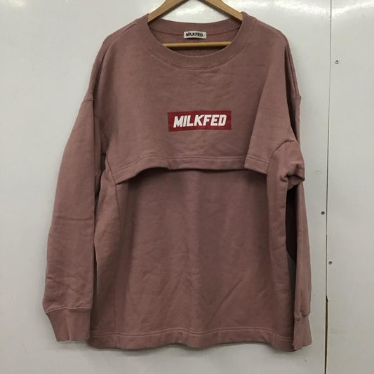 ミルクフェド MILKFED. トレーナー 長袖 長袖トレーナー スウェット クルーネック プルオーバー ONE SIZE ロゴ、文字 桃 / ピンク / pink レディース USED 古着 中古 10151898