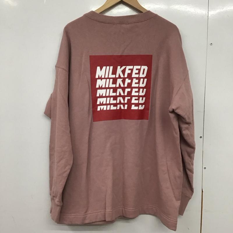 ミルクフェド MILKFED. トレーナー 長袖 長袖トレーナー スウェット クルーネック プルオーバー ONE SIZE ロゴ、文字 桃 / ピンク / pink レディース USED 古着 中古 10151898
