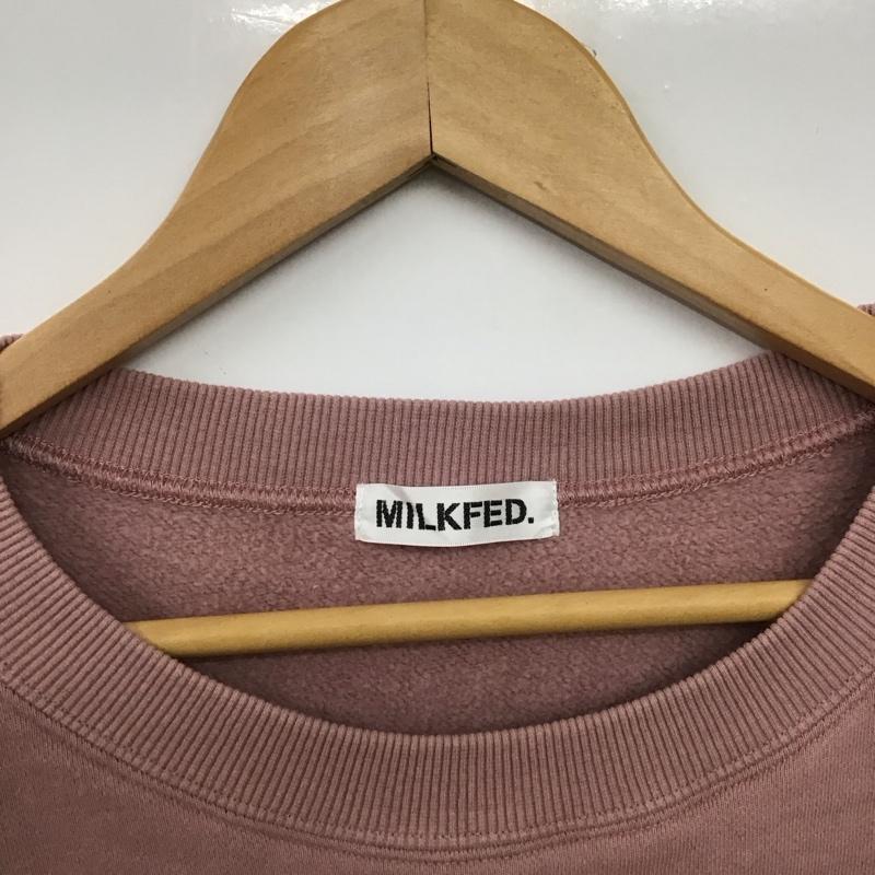 ミルクフェド MILKFED. トレーナー 長袖 長袖トレーナー スウェット クルーネック プルオーバー ONE SIZE ロゴ、文字 桃 / ピンク / pink レディース USED 古着 中古 10151898
