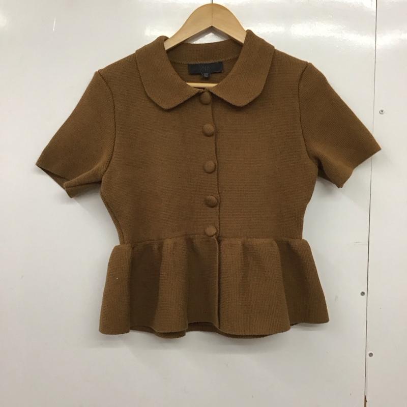 ザラ ZARA シャツ、ブラウス 半袖 半袖カットソー ニットカットソー フロントボタン S 無地 茶 / ブラウン / brown レディース USED 古着 中古 10151899