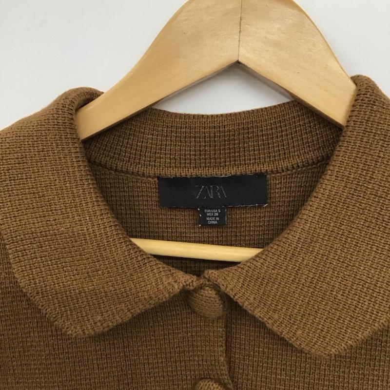ザラ ZARA シャツ、ブラウス 半袖 半袖カットソー ニットカットソー フロントボタン S 無地 茶 / ブラウン / brown レディース USED 古着 中古 10151899