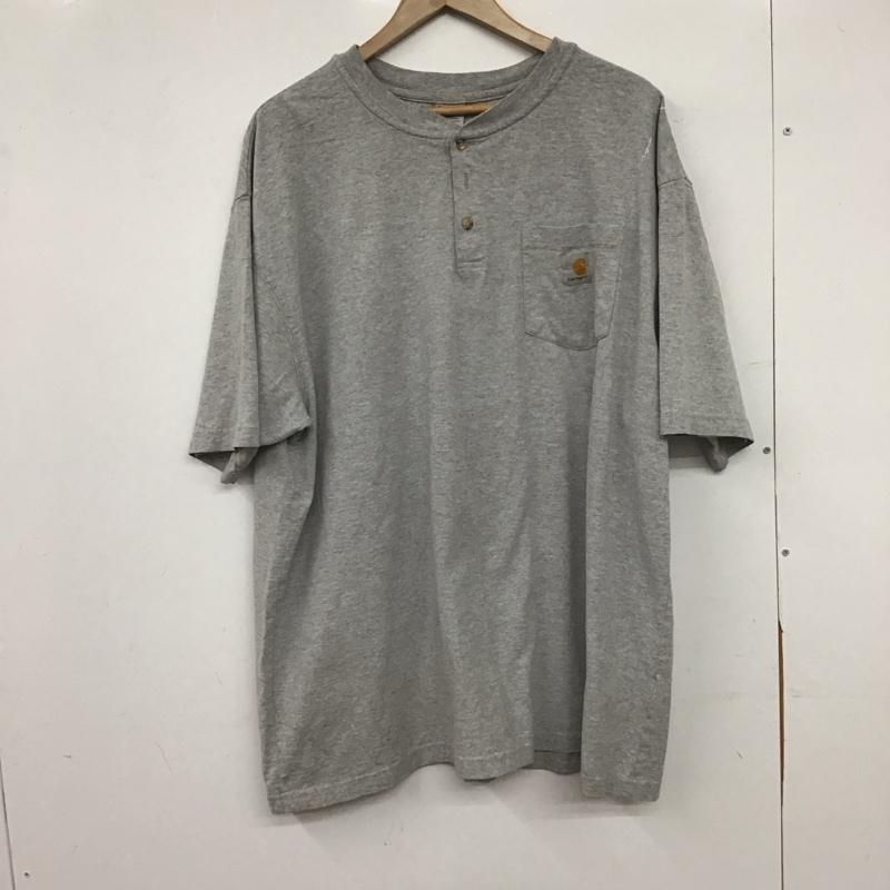 カーハート Carhartt Tシャツ 半袖 半袖カットソー プリントTシャツ ヘンリーネックカットソー XL ロゴ、文字 灰 / グレー / gray メンズ USED 古着 中古 10151915