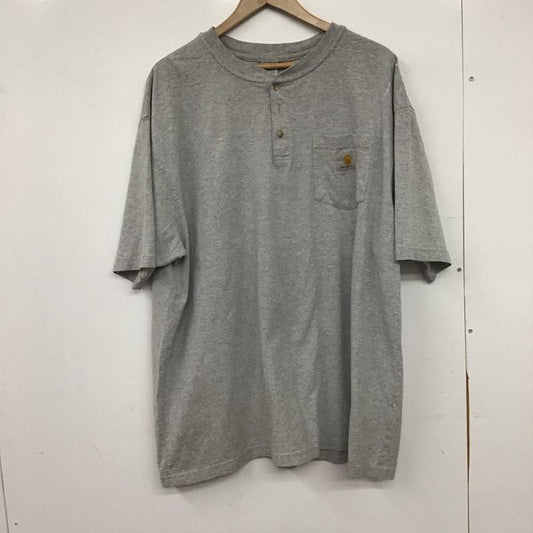 カーハート Carhartt Tシャツ 半袖 半袖カットソー プリントTシャツ ヘンリーネックカットソー XL ロゴ、文字 灰 / グレー / gray メンズ USED 古着 中古 10151915