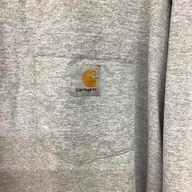 カーハート Carhartt Tシャツ 半袖 半袖カットソー プリントTシャツ ヘンリーネックカットソー XL ロゴ、文字 灰 / グレー / gray メンズ USED 古着 中古 10151915