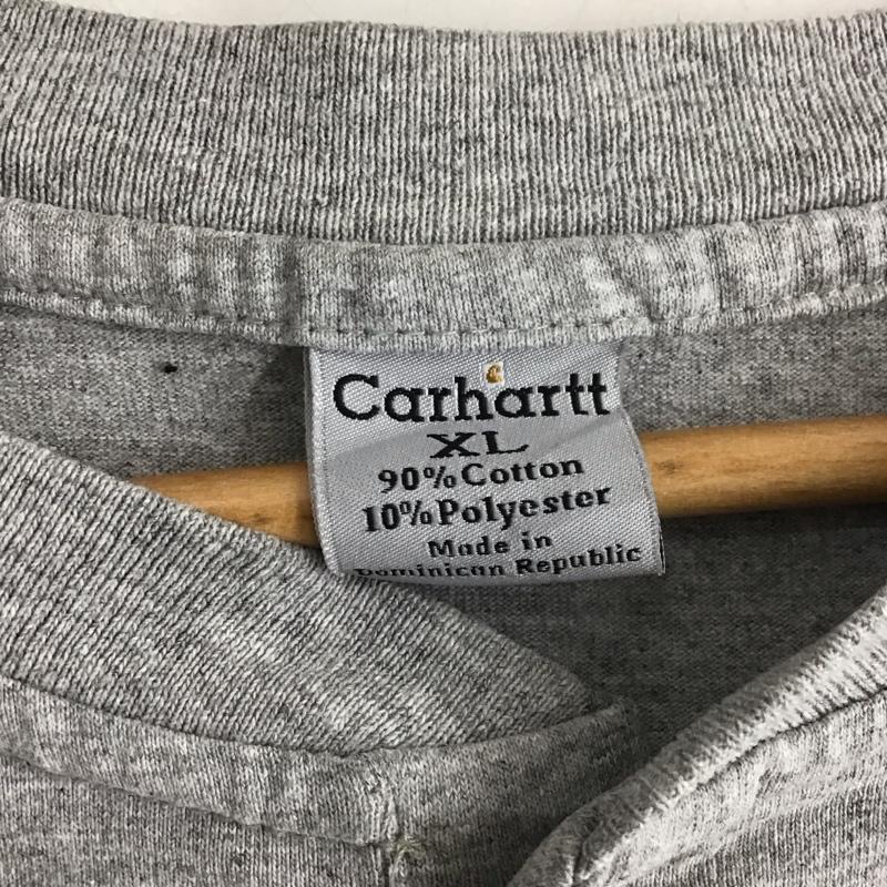 カーハート Carhartt Tシャツ 半袖 半袖カットソー プリントTシャツ ヘンリーネックカットソー XL ロゴ、文字 灰 / グレー / gray メンズ USED 古着 中古 10151915