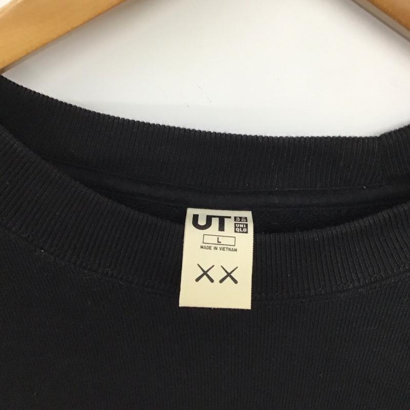 ユニクロ UNIQLO トレーナー 長袖 341-467773 長袖トレーナー スウェット クルーネック プルオーバー L プリント 黒 / ブラック / black メンズ USED 古着 中古 10151920