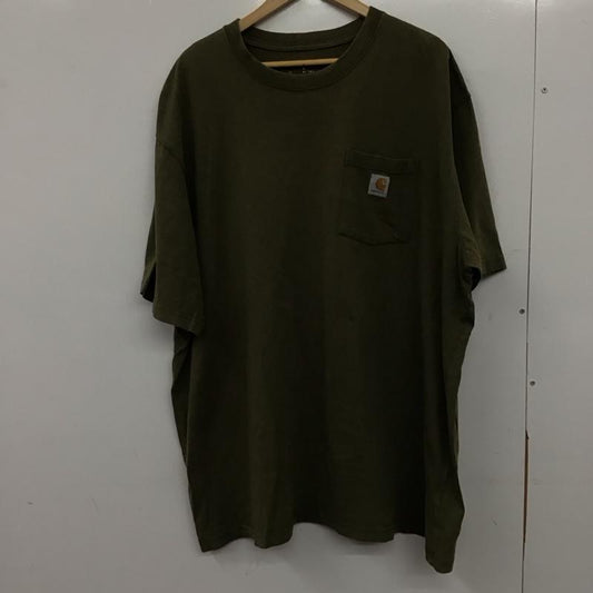カーハート Carhartt Tシャツ 半袖 半袖カットソー プリントTシャツ クルーネックカットソー XXL ロゴ、文字 カーキ / カーキ / khaki メンズ USED 古着 中古 10151924