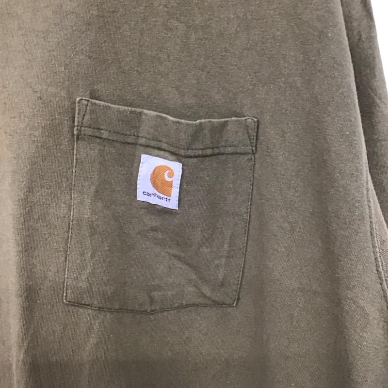 カーハート Carhartt Tシャツ 半袖 半袖カットソー プリントTシャツ クルーネックカットソー XXL ロゴ、文字 カーキ / カーキ / khaki メンズ USED 古着 中古 10151924