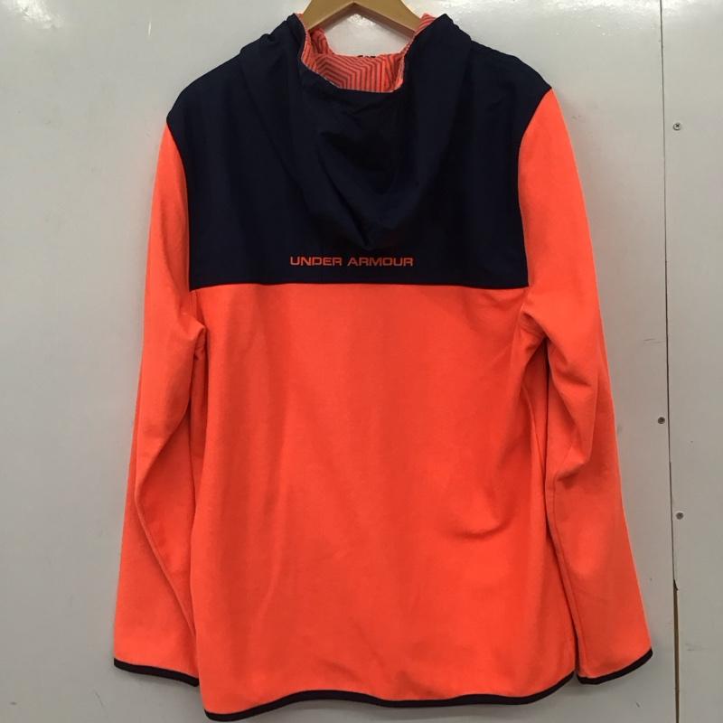 アンダーアーマー UNDER ARMOUR パーカー 長袖 ジップアップパーカー 長袖パーカー カジュアルジャケット XL ロゴ、文字 紺 / ネイビー / navy X 橙 / オレンジ / orange メンズ USED 古着 中古 10151926