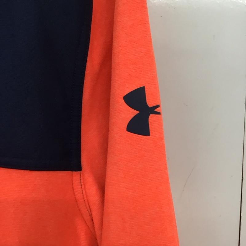 アンダーアーマー UNDER ARMOUR パーカー 長袖 ジップアップパーカー 長袖パーカー カジュアルジャケット XL ロゴ、文字 紺 / ネイビー / navy X 橙 / オレンジ / orange メンズ USED 古着 中古 10151926