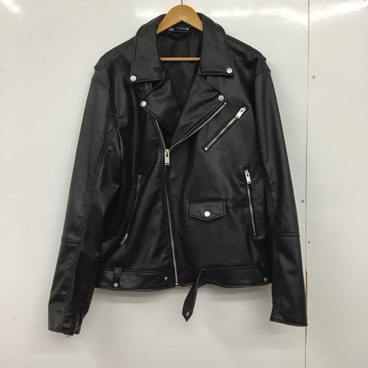 ザラ ZARA ジャケット、上着 ジャンパー、ブルゾン ジップアップジャケット フェイクレザージャケット アウター XL 無地 黒 / ブラック / black メンズ USED 古着 中古 10151945