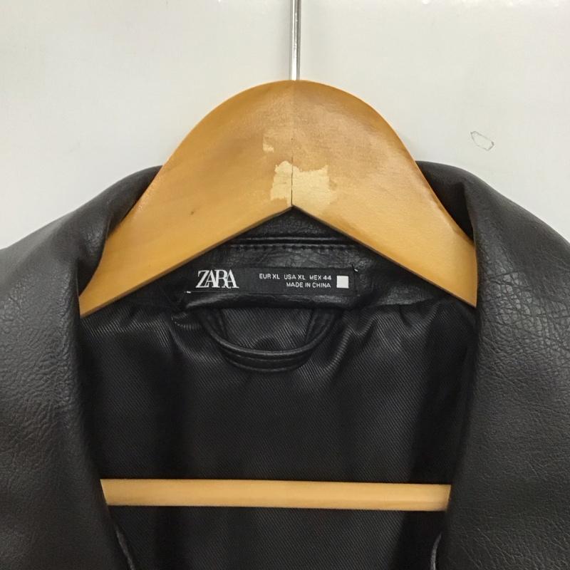 ザラ ZARA ジャケット、上着 ジャンパー、ブルゾン ジップアップジャケット フェイクレザージャケット アウター XL 無地 黒 / ブラック / black メンズ USED 古着 中古 10151945