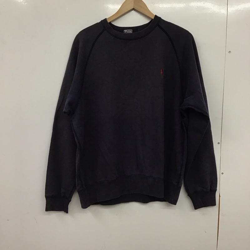 ポロバイラルフローレン Polo by RALPH LAUREN トレーナー 長袖 長袖トレーナー スウェット クルーネック プルオーバー LL ロゴ、文字 紺 / ネイビー / navy メンズ USED 古着 中古 10151950