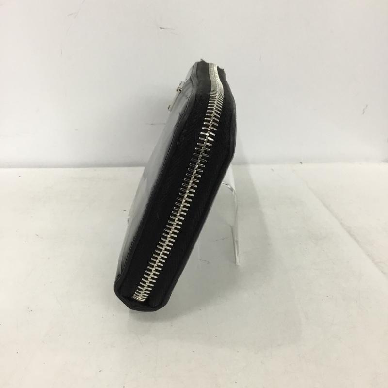 プラダ PRADA 財布 長財布 ラウンドファスナー 箱有 SPAZZOLATO TRIA ロゴ、文字 黒 / ブラック / black メンズ USED 古着 中古 10151967