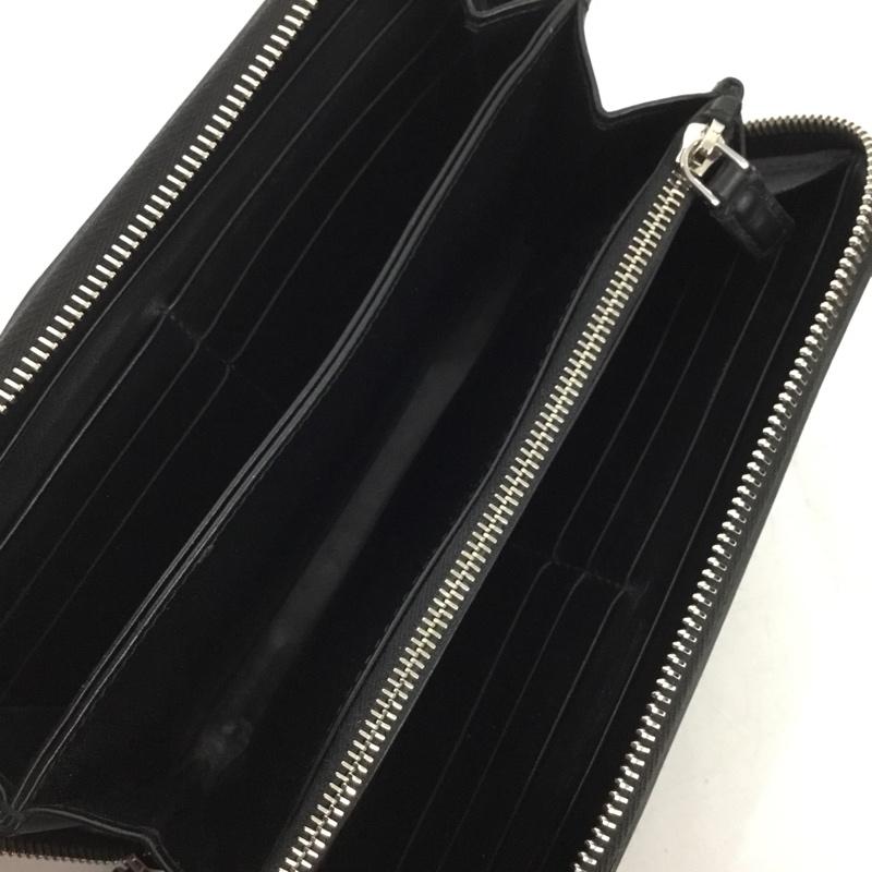 プラダ PRADA 財布 長財布 ラウンドファスナー 箱有 SPAZZOLATO TRIA ロゴ、文字 黒 / ブラック / black メンズ USED 古着 中古 10151967
