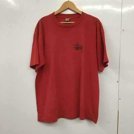 ステューシー STUSSY Tシャツ 半袖 半袖カットソー プリントTシャツ クルーネックカットソー L ロゴ、文字 赤 / レッド / red メンズ USED 古着 中古 10151990