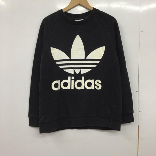 アディダス adidas トレーナー 長袖 長袖トレーナー スウェット クルーネック プルオーバー L ロゴ、文字 黒 / ブラック / black メンズ USED 古着 中古 10151992
