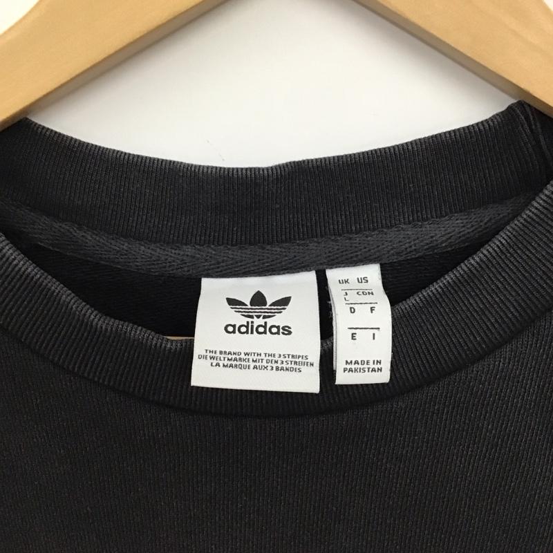 アディダス adidas トレーナー 長袖 長袖トレーナー スウェット クルーネック プルオーバー L ロゴ、文字 黒 / ブラック / black メンズ USED 古着 中古 10151992