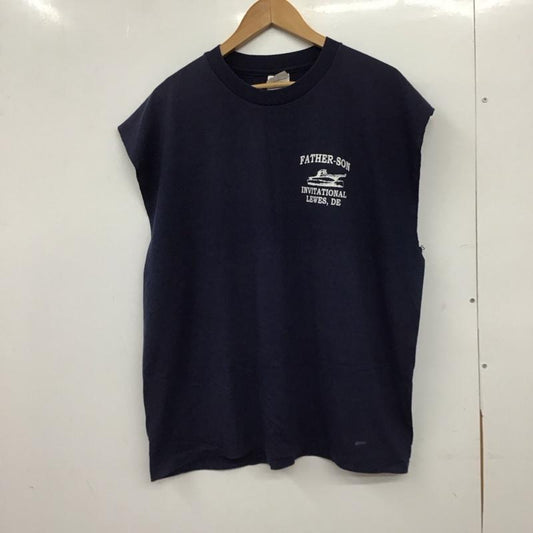 ヘインズ HANES タンクトップ タンクトップ タンクトップ ノースリーブカットソー クルーネック XL プリント 紺 / ネイビー / navy メンズ USED 古着 中古 10151996