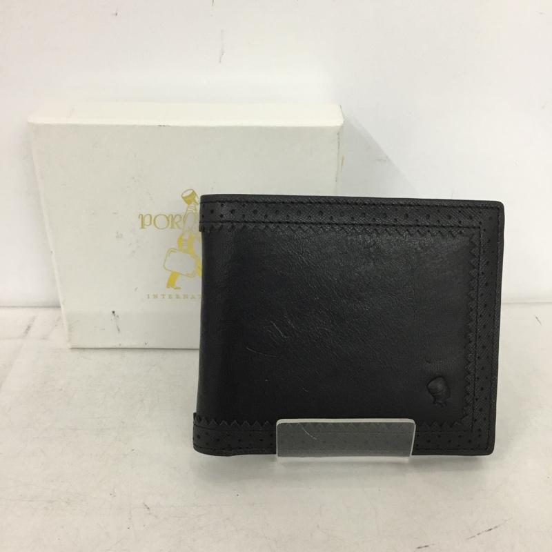 ポーター PORTER 財布 二つ折り 札入れ カード入れ ワンポイント 黒 / ブラック / black メンズ USED 古着 中古 10152001