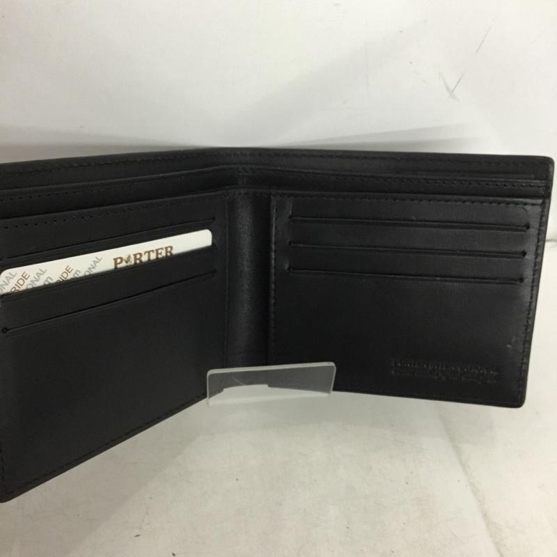 ポーター PORTER 財布 二つ折り 札入れ カード入れ ワンポイント 黒 / ブラック / black メンズ USED 古着 中古 10152001