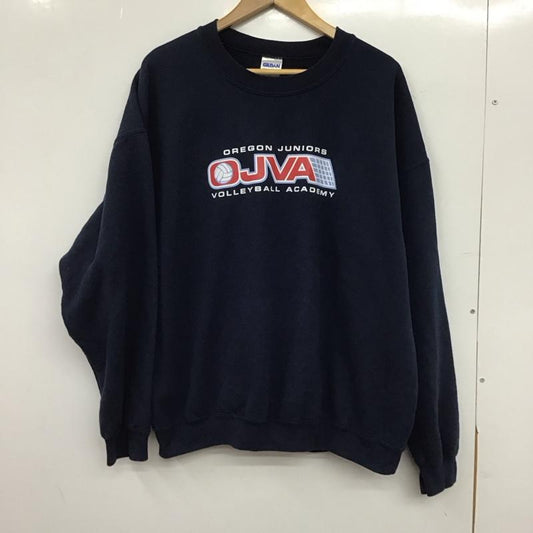 ギルダン GILDAN トレーナー 長袖 長袖トレーナー スウェット クルーネック プルオーバー 00s XL プリント 紺 / ネイビー / navy メンズ USED 古着 中古 10152020