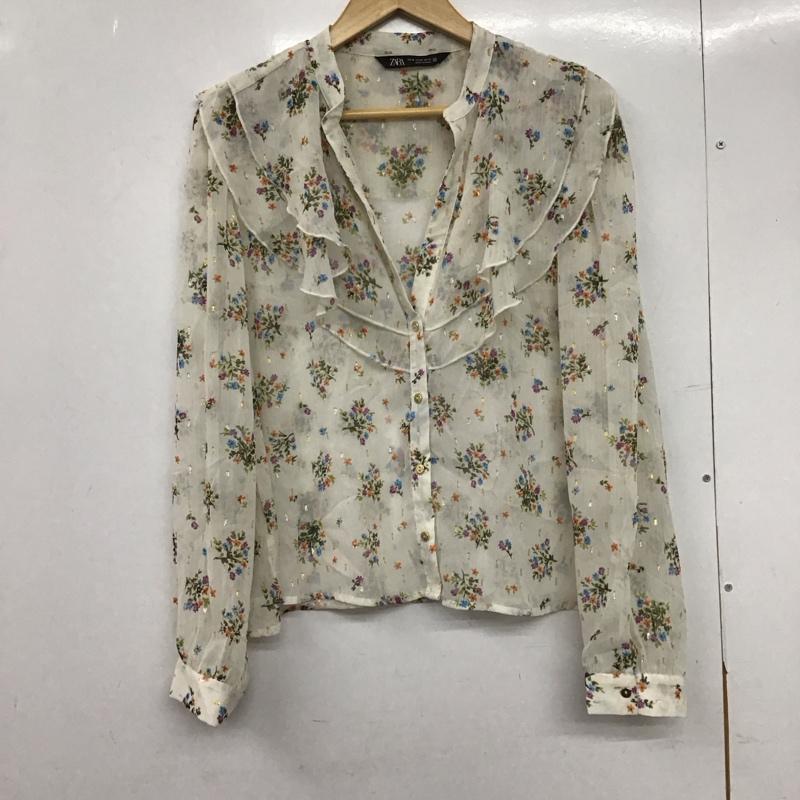 ザラ ZARA シャツ、ブラウス 長袖 XL 総柄 白 / ホワイト / white レディース USED 古着 中古 10152026