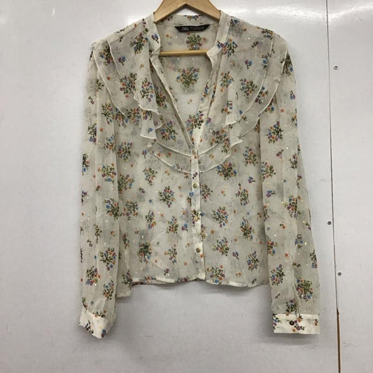 ザラ ZARA シャツ、ブラウス 長袖 XL 総柄 白 / ホワイト / white レディース USED 古着 中古 10152026