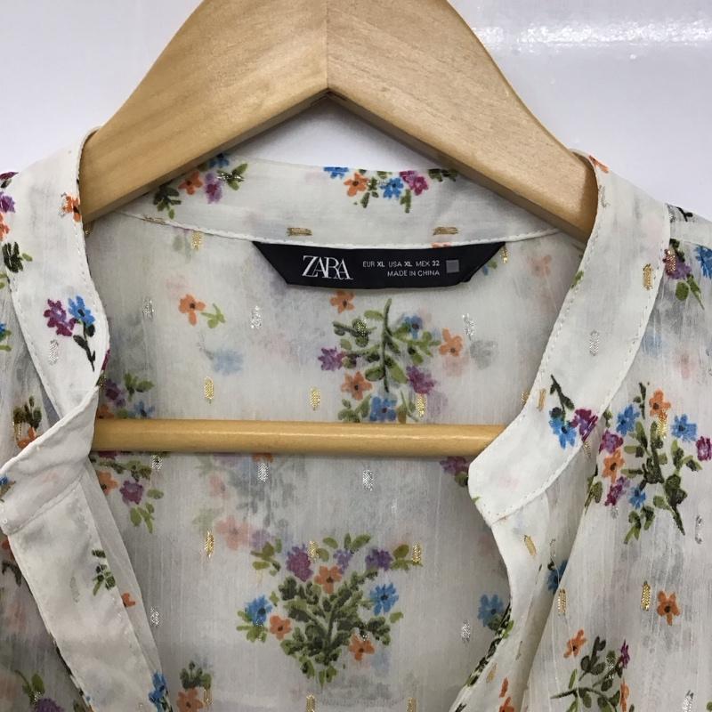 ザラ ZARA シャツ、ブラウス 長袖 XL 総柄 白 / ホワイト / white レディース USED 古着 中古 10152026