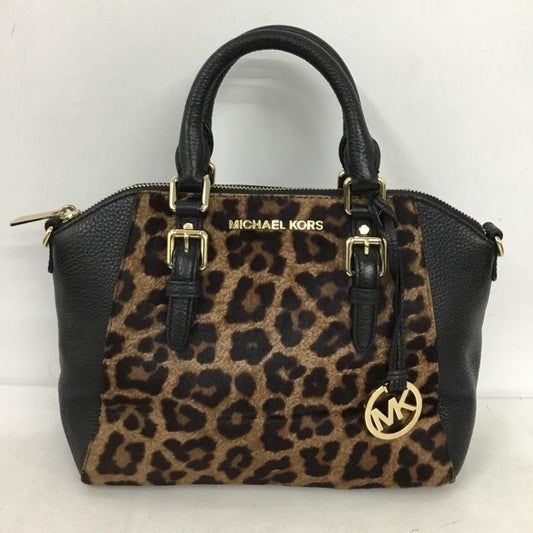 マイケルコース MICHAEL KORS ハンドバッグ ハンドバッグ 35F7GC6M6H レオパード ヒョウ柄 ロゴ、文字 黒 / ブラック / black レディース USED 古着 中古 10152029