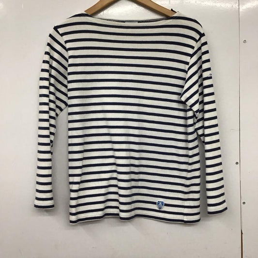 オーシバル ORCIVAL Tシャツ 長袖 1 ボーダー柄 白 / ホワイト / white X 紺 / ネイビー / navy レディース USED 古着 中古 10152062