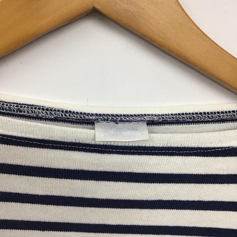 オーシバル ORCIVAL Tシャツ 長袖 1 ボーダー柄 白 / ホワイト / white X 紺 / ネイビー / navy レディース USED 古着 中古 10152062