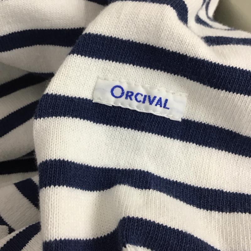 オーシバル ORCIVAL Tシャツ 長袖 1 ボーダー柄 白 / ホワイト / white X 紺 / ネイビー / navy レディース USED 古着 中古 10152062