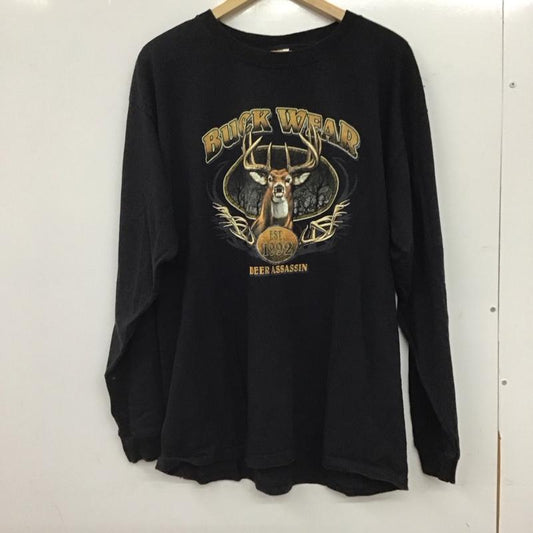 古着 USED カットソー 長袖 長袖カットソー プリントカットソー クルーネック L プリント 黒 / ブラック / black メンズ USED 古着 中古 10152069