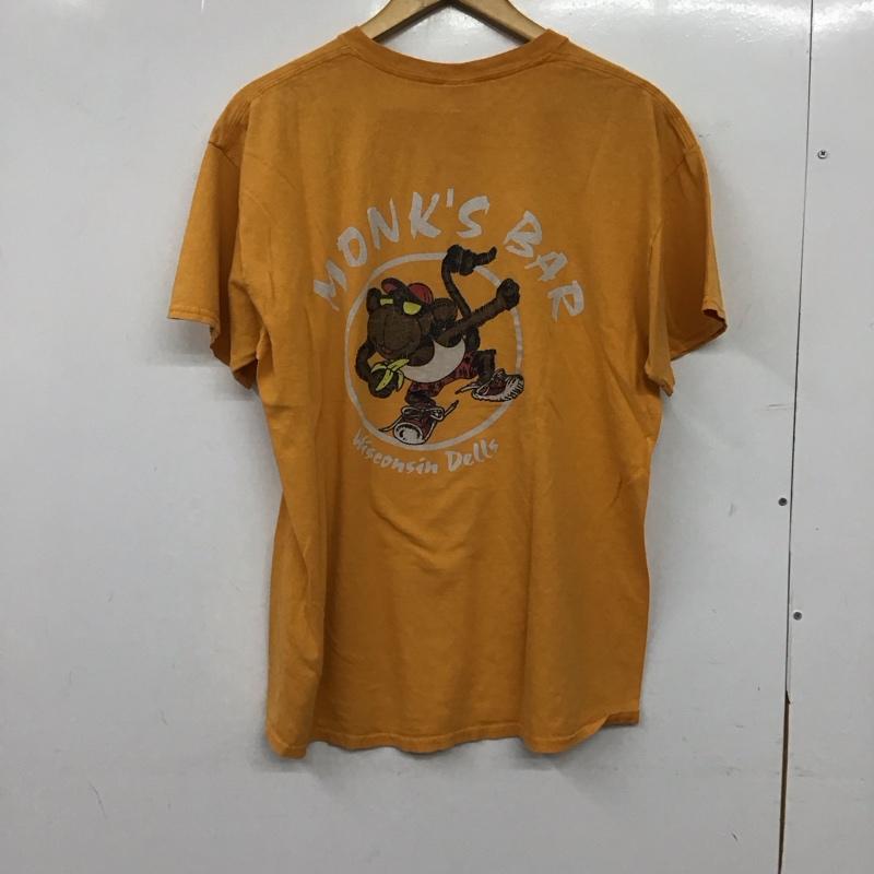 ギルダン GILDAN Tシャツ 半袖 半袖カットソー プリントTシャツ クルーネックカットソー L ロゴ、文字 橙 / オレンジ / orange メンズ USED 古着 中古 10152073
