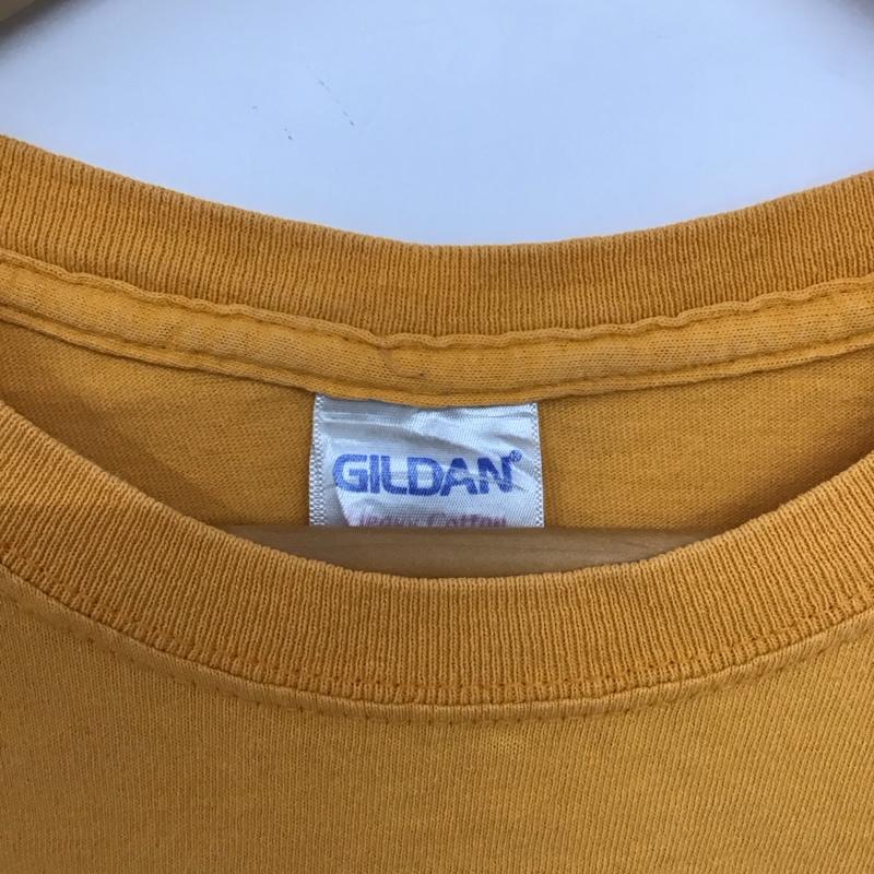 ギルダン GILDAN Tシャツ 半袖 半袖カットソー プリントTシャツ クルーネックカットソー L ロゴ、文字 橙 / オレンジ / orange メンズ USED 古着 中古 10152073