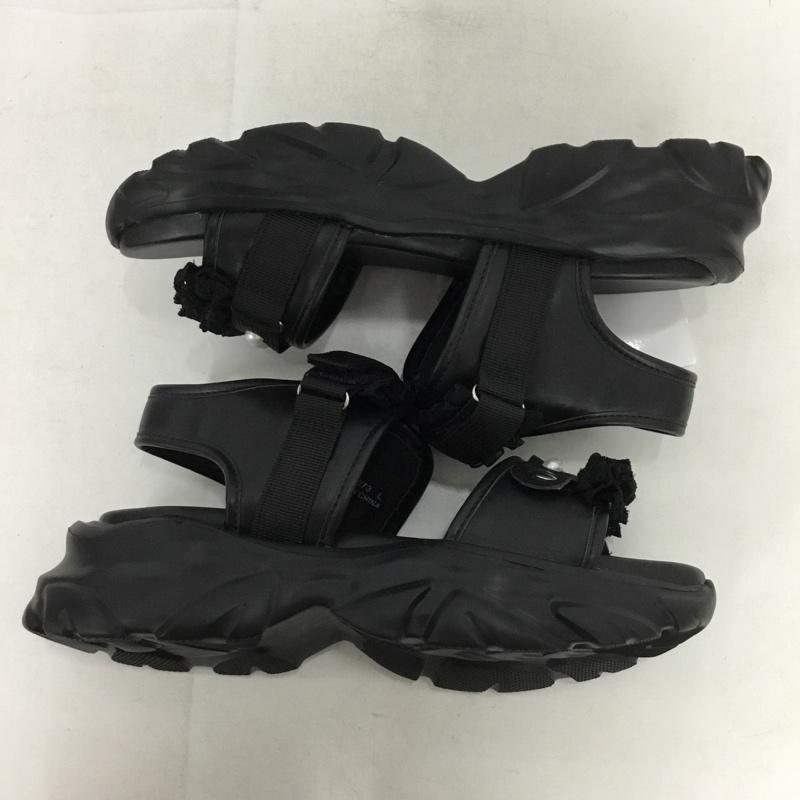 古着 USED サンダル サンダル フリルレーススポサン 眞白ありす L 無地 黒 / ブラック / black レディース USED 古着 中古 10152086